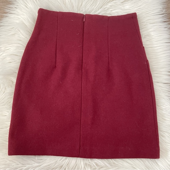 Vintage Burgundy cotton felt silk inside Pencil Skirt - Picture 4 of 4